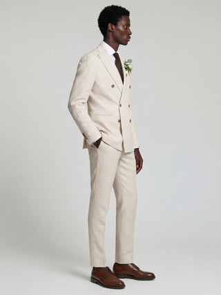 Giacomo Slim Fit Double Breasted Suit Jacket in Stone