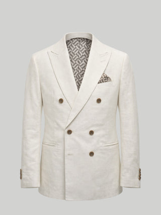 Giacomo Slim Fit Double Breasted Suit Jacket in Stone