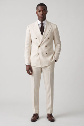 Giacomo Slim Fit Double Breasted Suit Jacket in Stone