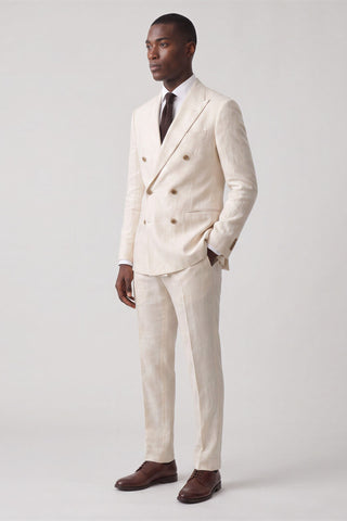 Giacomo Slim Fit Double Breasted Suit Jacket in Stone