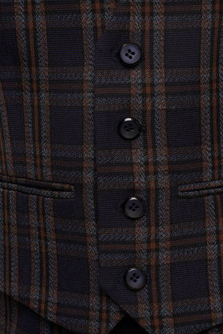 Little Otis Three Piece Suit in Navy Brown Check