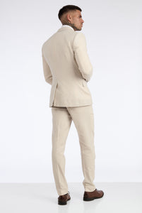 Leo Linen Three Piece Suit in Beige