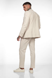 Lukus Two Piece Linen Suit in Beige
