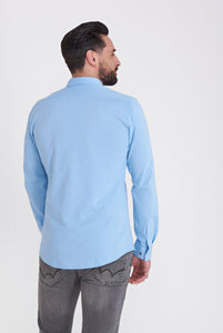 Harry Brown Pique Shirt in Light Blue