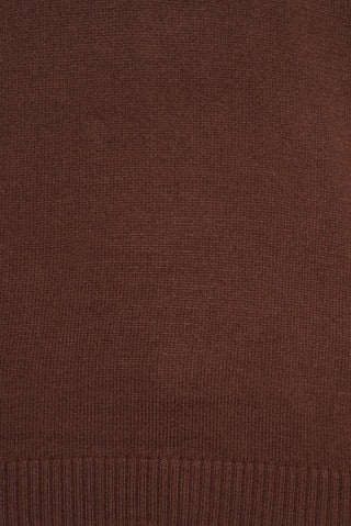 Evan Knitted Mock Neck Chocolate Jumper