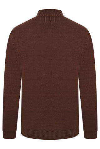 Evan Knitted Mock Neck Chocolate Jumper