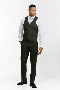 Ralph Wool Tweed Three Piece Slim Fit Suit in Forest Green