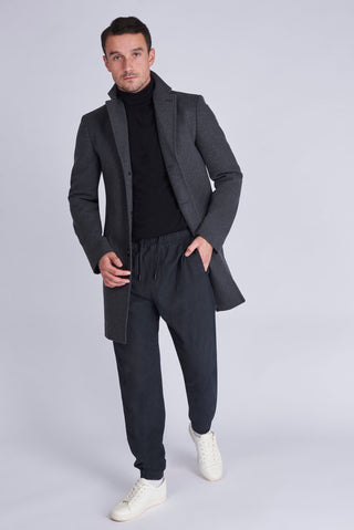 EVERETT Single Breasted Grey Wool Coat