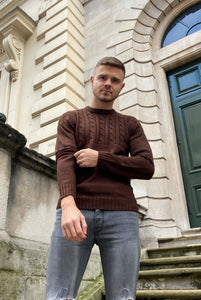 Haydn Knitted Crew Neck Chocolate Jumper