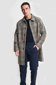 Declyn Brown Check Wool Over Coat