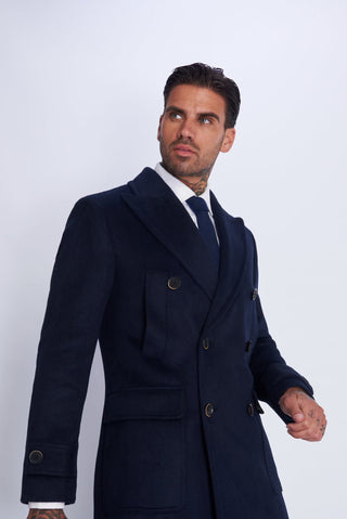 Hunter Double Breasted Navy Wool Coat