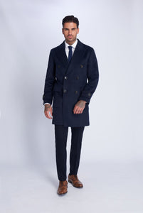 Hunter Double Breasted Navy Wool Coat