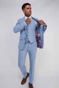 RALPH Light Blue Wool Tweed Suit Trousers