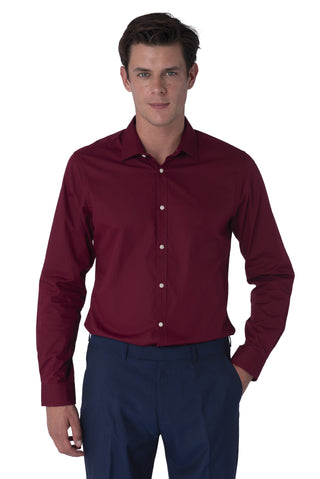 Front of THEO Burgundy Cotton Shirt