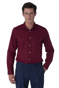 Front of THEO Burgundy Cotton Shirt