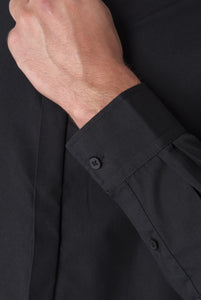 Cuff Detail of JOSHUA Black Grandad Cotton Shirt