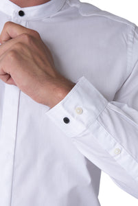 Cuff Detail of JOSHUA White Grandad Cotton Shirt