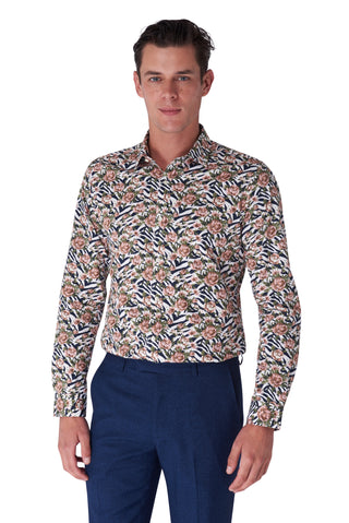 HUGO Floral & Animal Contrast Print Shirt