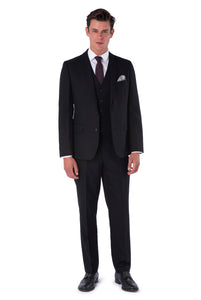 Front of CALEB Black Three Piece Slim Fit Suit