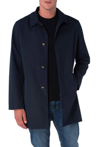 HARRISON Navy Single Breasted Trench Coat