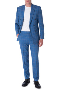 WILLIAM Blue Check Double Breasted Suit