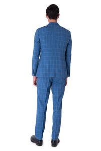 Back of WILLIAM Blue Check Double Breasted Suit